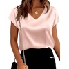 image:imageWIHOLL Womens Satin Summer Tops Cap Short Sleeve Blouses V Neck Shirts Business Casual Outfits Fashion Clothing 2026Champagne
