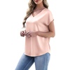 image:imageWIHOLL Womens Satin Summer Tops Cap Short Sleeve Blouses V Neck Shirts Business Casual Outfits Fashion Clothing 2026Champagne