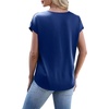 image:imageWIHOLL Womens Satin Summer Tops Cap Short Sleeve Blouses V Neck Shirts Business Casual Outfits Fashion Clothing 2026Navy
