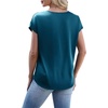 image:imageWIHOLL Womens Satin Summer Tops Cap Short Sleeve Blouses V Neck Shirts Business Casual Outfits Fashion Clothing 2026Peacock Blue