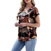 image:imageWIHOLL Womens Satin Summer Tops Cap Short Sleeve Blouses V Neck Shirts Business Casual Outfits Fashion Clothing 2026Printed Begonia