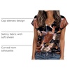 image:imageWIHOLL Womens Satin Summer Tops Cap Short Sleeve Blouses V Neck Shirts Business Casual Outfits Fashion Clothing 2026Printed Begonia