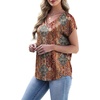 image:imageWIHOLL Womens Satin Summer Tops Cap Short Sleeve Blouses V Neck Shirts Business Casual Outfits Fashion Clothing 2026Red Boho