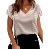 image:imageWIHOLL Womens Satin Summer Tops Cap Short Sleeve Blouses V Neck Shirts Business Casual Outfits Fashion Clothing 2026Striped Brown