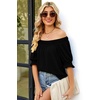 image:imageWIHOLL Womens Short Sleeve Square Neck Summer Tops Dressy Casual Blouses Trendy Clothes 2026A  Black