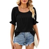 image:imageWIHOLL Womens Short Sleeve Square Neck Summer Tops Dressy Casual Blouses Trendy Clothes 2026A  Black
