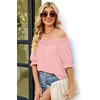 image:imageWIHOLL Womens Short Sleeve Square Neck Summer Tops Dressy Casual Blouses Trendy Clothes 2026A  Pink Stripe