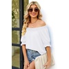 image:imageWIHOLL Womens Short Sleeve Square Neck Summer Tops Dressy Casual Blouses Trendy Clothes 2026A  White