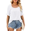 image:imageWIHOLL Womens Short Sleeve Square Neck Summer Tops Dressy Casual Blouses Trendy Clothes 2026A  White