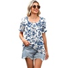 image:imageWIHOLL Womens Short Sleeve Square Neck Summer Tops Dressy Casual Blouses Trendy Clothes 2026B  Blue Floral Print