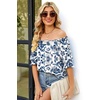 image:imageWIHOLL Womens Short Sleeve Square Neck Summer Tops Dressy Casual Blouses Trendy Clothes 2026B  Blue Floral Print