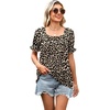 image:imageWIHOLL Womens Short Sleeve Square Neck Summer Tops Dressy Casual Blouses Trendy Clothes 2026B  Leopard Print