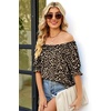 image:imageWIHOLL Womens Short Sleeve Square Neck Summer Tops Dressy Casual Blouses Trendy Clothes 2026B  Leopard Print