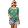 image:imageWIHOLL Womens Short Sleeve Square Neck Summer Tops Dressy Casual Blouses Trendy Clothes 2026B  Mint Green Print