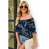 image:imageWIHOLL Womens Short Sleeve Square Neck Summer Tops Dressy Casual Blouses Trendy Clothes 2026B  Navy Floral