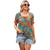 image:imageWIHOLL Womens Short Sleeve Square Neck Summer Tops Dressy Casual Blouses Trendy Clothes 2026B  Tropical Print