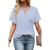 image:imageWIHOLL Womens Summer Tops 2026 Short Sleeve V Neck T Shirts Fashion Beach Vacation Clothes Business Casual OutfitsBlue White Stripes