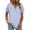 image:imageWIHOLL Womens Summer Tops 2026 Short Sleeve V Neck T Shirts Fashion Beach Vacation Clothes Business Casual OutfitsBlue White Stripes