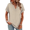 image:imageWIHOLL Womens Summer Tops 2026 Short Sleeve V Neck T Shirts Fashion Beach Vacation Clothes Business Casual OutfitsBrown White