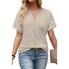image:imageWIHOLL Womens Summer Tops 2026 Short Sleeve V Neck T Shirts Fashion Beach Vacation Clothes Business Casual OutfitsBrown White
