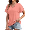 image:imageWIHOLL Womens Summer Tops 2026 Short Sleeve V Neck T Shirts Fashion Beach Vacation Clothes Business Casual OutfitsCoral