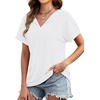 image:imageWIHOLL Womens Summer Tops 2026 Short Sleeve V Neck T Shirts Fashion Beach Vacation Clothes Business Casual OutfitsWhite