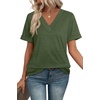 image:imageWIHOLL Womens Summer Tops Short Sleeve Basic Casual V Neck T Shirts Trendy Fashion 2026Army Green