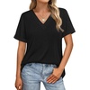 image:imageWIHOLL Womens Summer Tops Short Sleeve Basic Casual V Neck T Shirts Trendy Fashion 2026Black