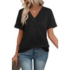 image:imageWIHOLL Womens Summer Tops Short Sleeve Basic Casual V Neck T Shirts Trendy Fashion 2026Black