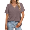 image:imageWIHOLL Womens Summer Tops Short Sleeve Basic Casual V Neck T Shirts Trendy Fashion 2026Brown