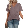 image:imageWIHOLL Womens Summer Tops Short Sleeve Basic Casual V Neck T Shirts Trendy Fashion 2026Brown
