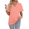 image:imageWIHOLL Womens Summer Tops Short Sleeve Basic Casual V Neck T Shirts Trendy Fashion 2026Coral