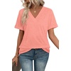 image:imageWIHOLL Womens Summer Tops Short Sleeve Basic Casual V Neck T Shirts Trendy Fashion 2026Coral