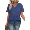 image:imageWIHOLL Womens Summer Tops Short Sleeve Basic Casual V Neck T Shirts Trendy Fashion 2026Dark Blue