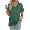 image:imageWIHOLL Womens Summer Tops Short Sleeve Basic Casual V Neck T Shirts Trendy Fashion 2026Green