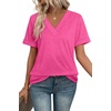 image:imageWIHOLL Womens Summer Tops Short Sleeve Basic Casual V Neck T Shirts Trendy Fashion 2026Hot Pink
