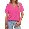 image:imageWIHOLL Womens Summer Tops Short Sleeve Basic Casual V Neck T Shirts Trendy Fashion 2026Hot Pink