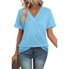 image:imageWIHOLL Womens Summer Tops Short Sleeve Basic Casual V Neck T Shirts Trendy Fashion 2026Light Blue
