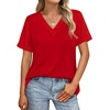 image:imageWIHOLL Womens Summer Tops Short Sleeve Basic Casual V Neck T Shirts Trendy Fashion 2026Red