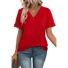 image:imageWIHOLL Womens Summer Tops Short Sleeve Basic Casual V Neck T Shirts Trendy Fashion 2026Red