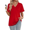 image:imageWIHOLL Womens Summer Tops Short Sleeve Basic Casual V Neck T Shirts Trendy Fashion 2026Red