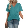 image:imageWIHOLL Womens Summer Tops Short Sleeve Basic Casual V Neck T Shirts Trendy Fashion 2026Turquoise