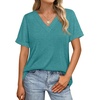 image:imageWIHOLL Womens Summer Tops Short Sleeve Basic Casual V Neck T Shirts Trendy Fashion 2026Turquoise
