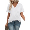 image:imageWIHOLL Womens Summer Tops Short Sleeve Basic Casual V Neck T Shirts Trendy Fashion 2026White