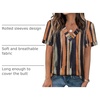 image:imageWIHOLL Womens Summer Tops Short Sleeve Basic Casual V Neck T Shirts Trendy Fashion 2026Z Black Striped Camel