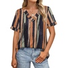image:imageWIHOLL Womens Summer Tops Short Sleeve Basic Casual V Neck T Shirts Trendy Fashion 2026Z Black Striped Camel
