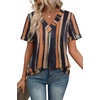 image:imageWIHOLL Womens Summer Tops Short Sleeve Basic Casual V Neck T Shirts Trendy Fashion 2026Z Black Striped Camel