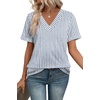 image:imageWIHOLL Womens Summer Tops Short Sleeve Basic Casual V Neck T Shirts Trendy Fashion 2026Z Blue Striped White
