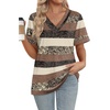 image:imageWIHOLL Womens Summer Tops Short Sleeve Basic Casual V Neck T Shirts Trendy Fashion 2026Z Brown Stripes