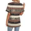image:imageWIHOLL Womens Summer Tops Short Sleeve Basic Casual V Neck T Shirts Trendy Fashion 2026Z Brown Stripes